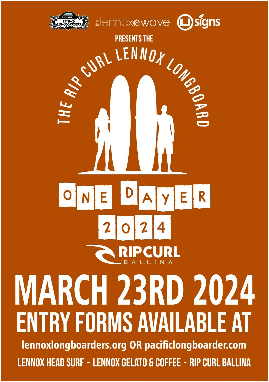 The 3rd Rip Curl Lennox Longboard One Dayer 2024 Entry Form   2024 One Dayer Ad 1 